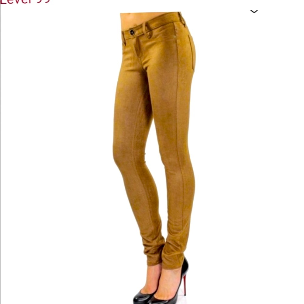 Anthropologie Level 99 NWOT Faux Suede Skinny Pants Sz.29 (Liza)Stitch Knee.